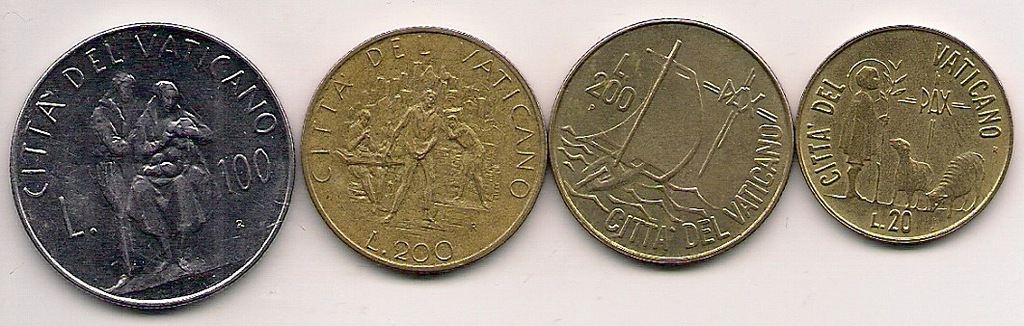 Watykan JP II 4 szt. monety okolicznościowe
