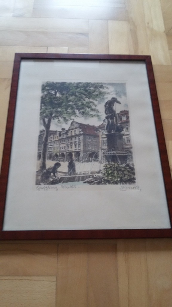 JELENIA GÓRA (HIRSCHBERG)FONTANNA NEPTUNA  GRAFIKA