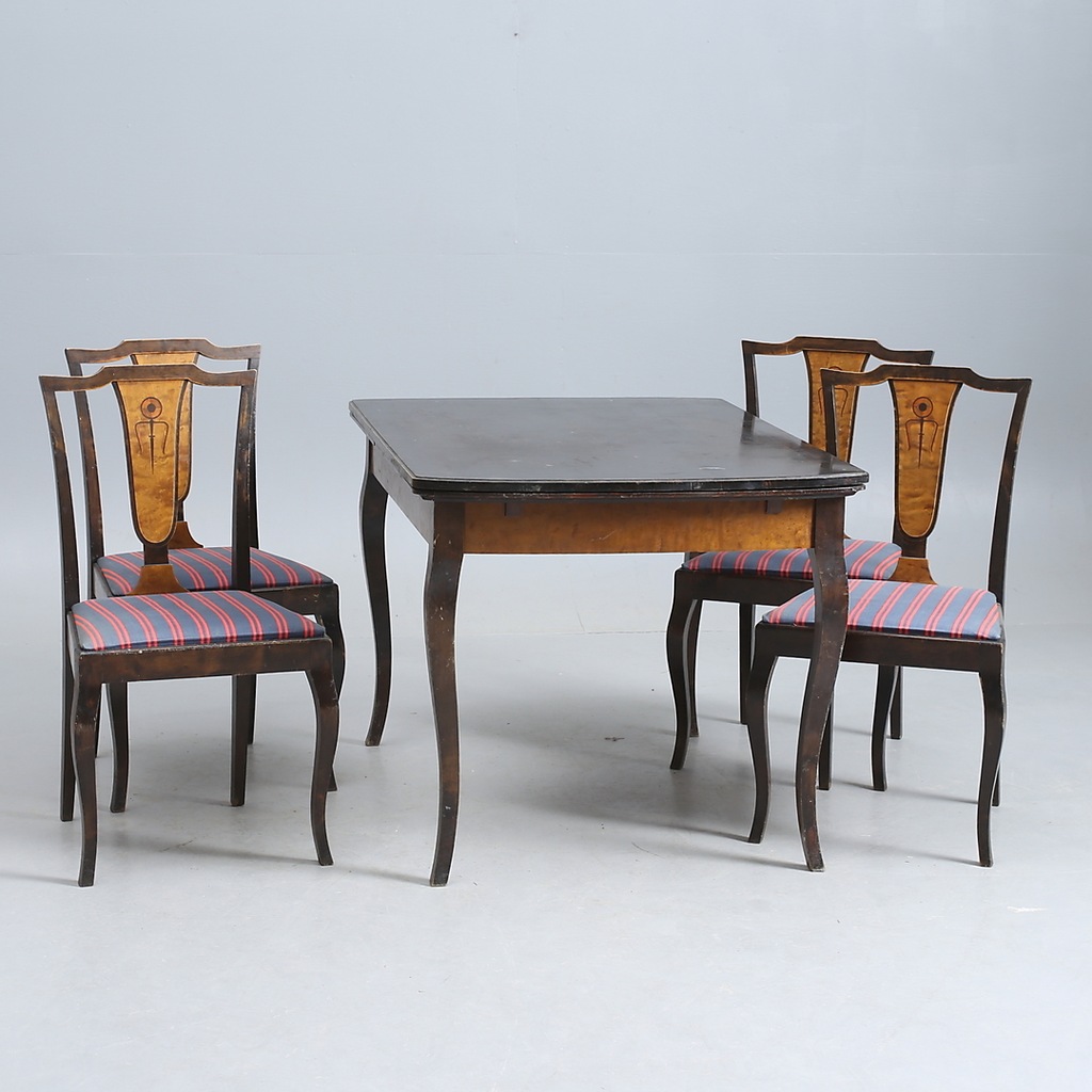 Stół i cztery krzesła lata 20/30 ART DECO