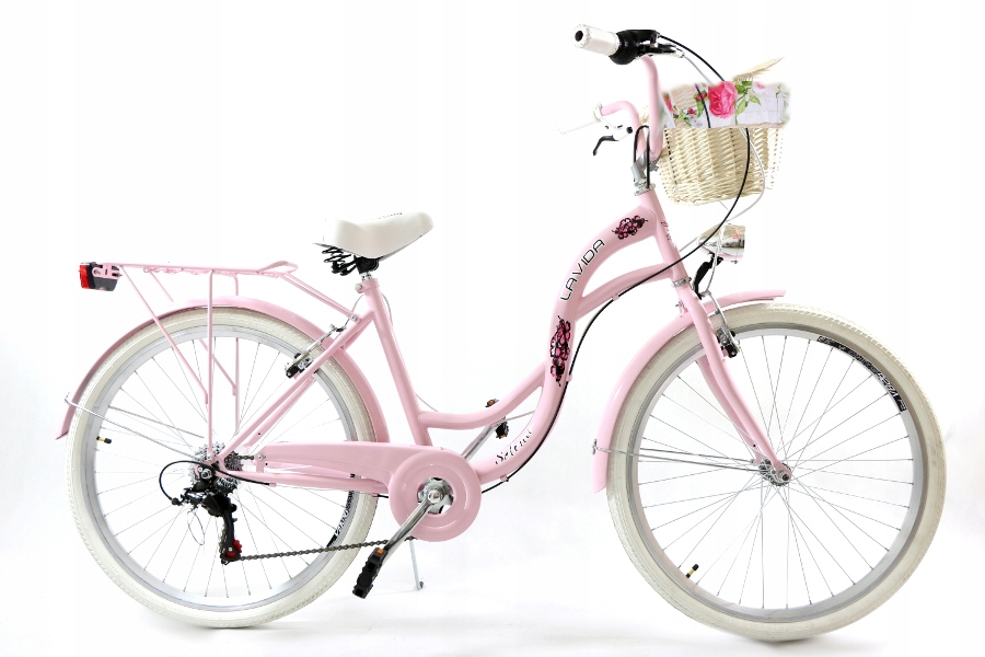 RÓŻOWY ROWER MIEJSKI DAMSKI 26 7 BIEGÓW KOMUNIA ! 7602294081 oficjalne archiwum Allegro