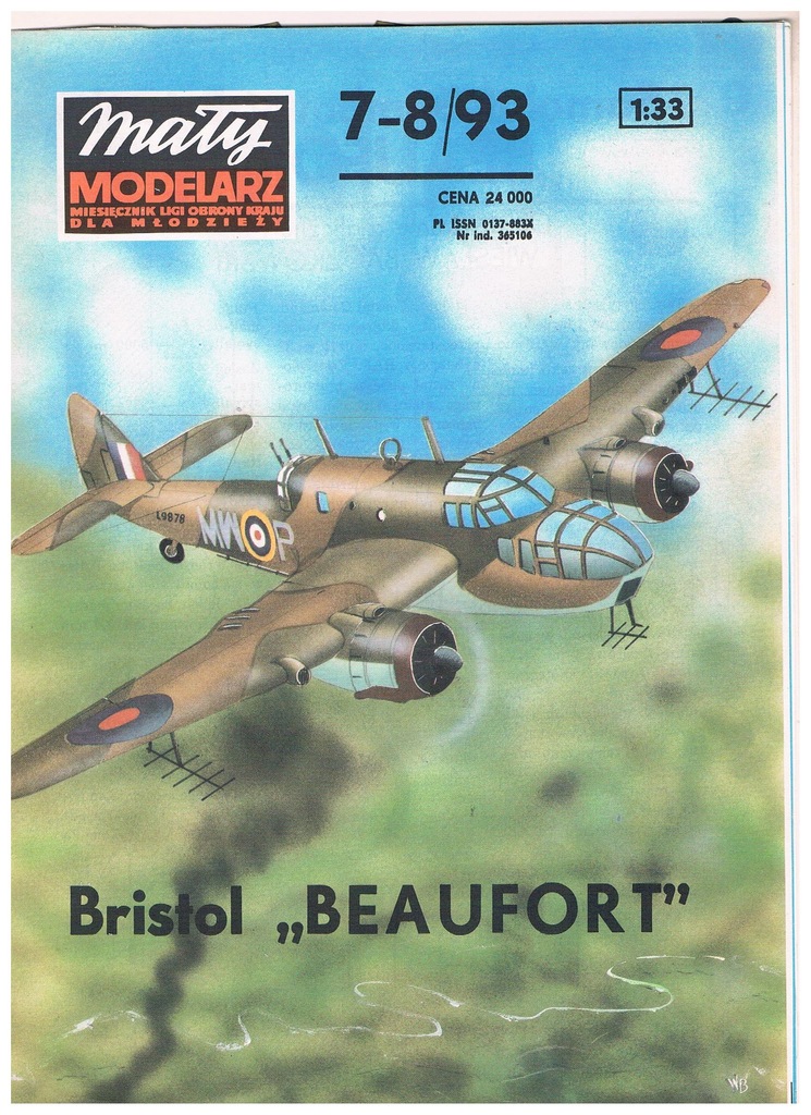 Samolot bombowy Bristol BEAUFORT  MM 7-8/1993