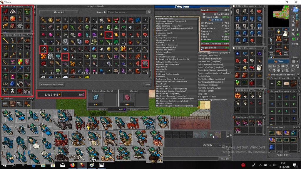 Tibia 330 ED 260+ RP 190 EK 200MS 130 MS MONZA