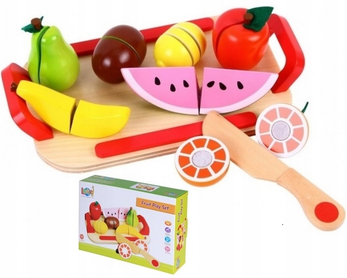 Drewniany zestaw owoców dla dziecka do zabawy
