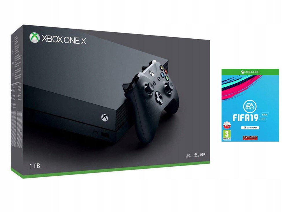 Konsola Xbox One X 1TB WiFi 4K UHD HDR10 + Fifa 19