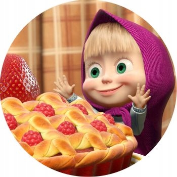 Opłatek na Tort 14 cm Masza i Niedźwiedź Urodziny