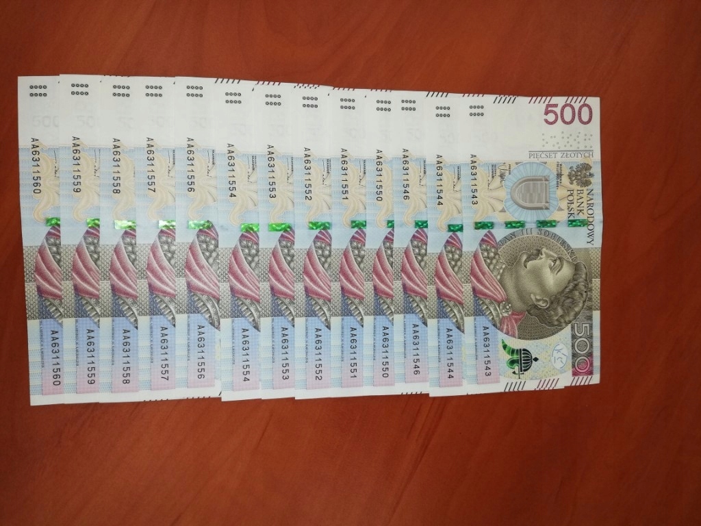 banknot 500 zł seria AA