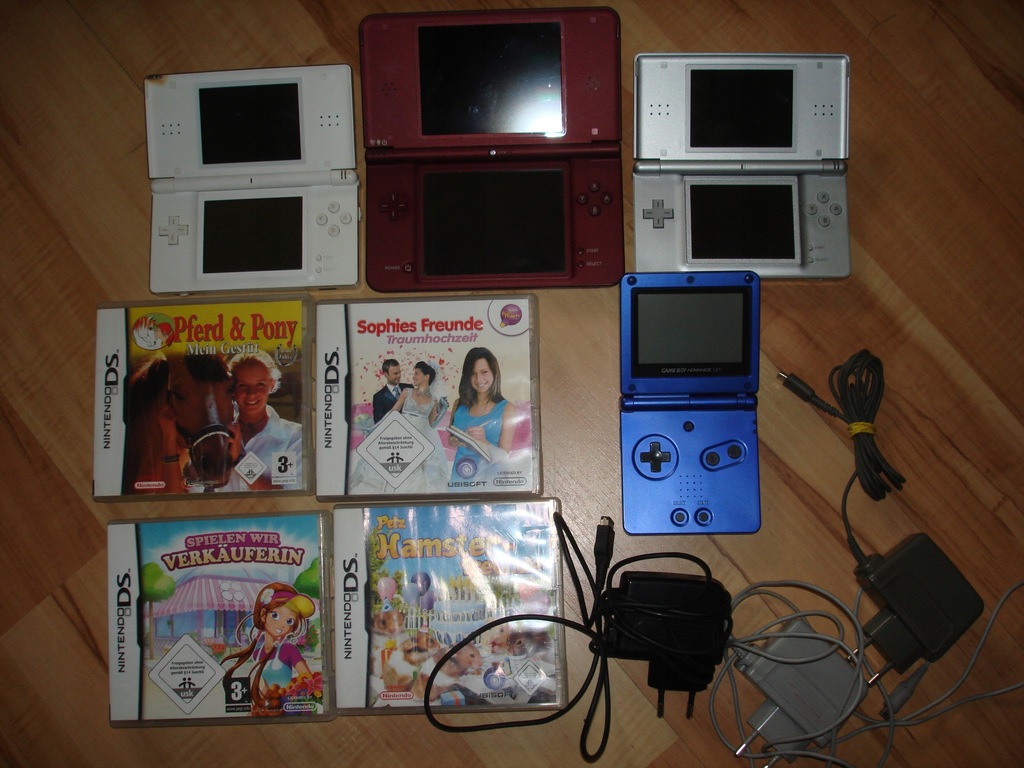 NINTENDO DSi XL + 2x DS Lite +Game Boy SP gry łado
