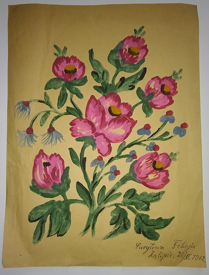 ZALIPIE FELICJA CURYŁOWA KWIATY ETNOGRAFIA 1962
