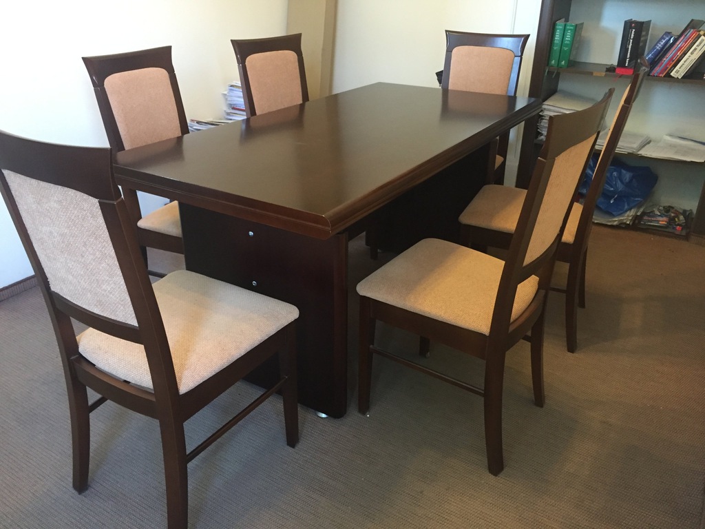 Stół drewniany do biura, salonu ,6 krzeseł - F-VAT