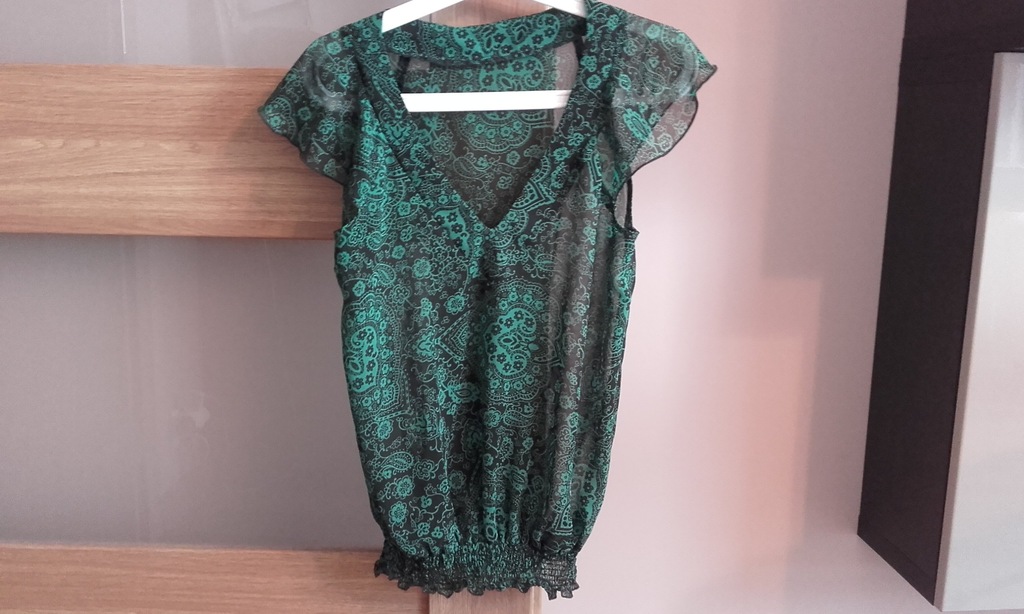 Bluzka tiulowa zielona styl BOHO ORSAY r. 36 S