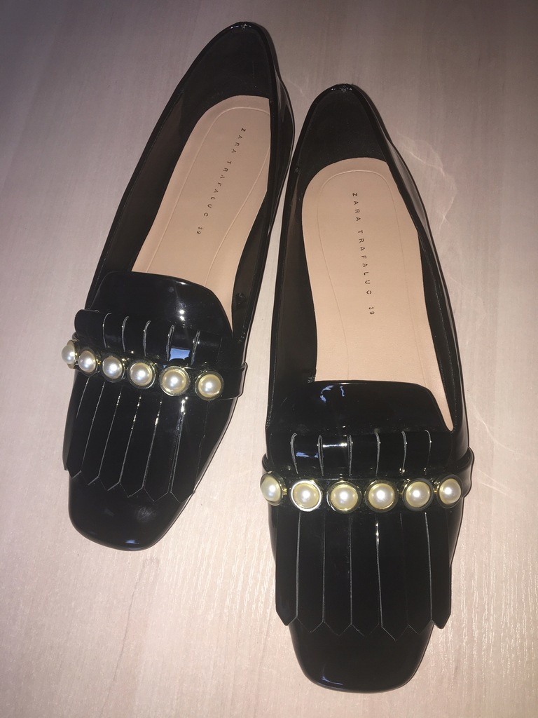 ZARA TRAFALUC-NOWE, ELEGANCKIE CZARNE LAKIERKI 39