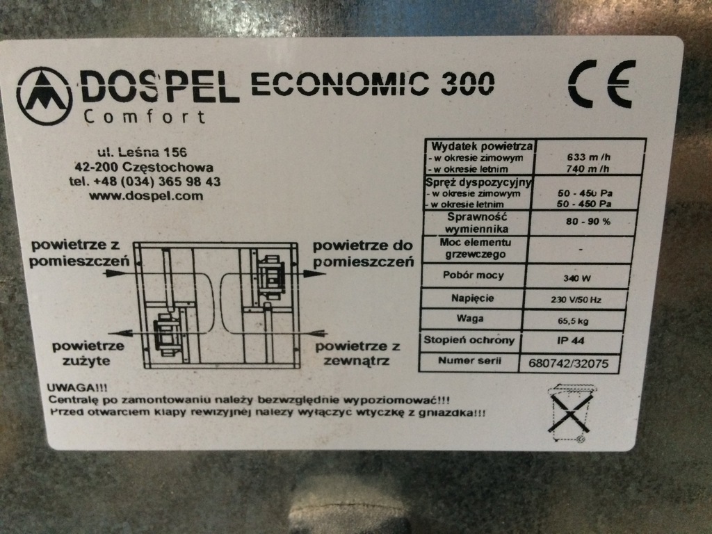 Rekuperator Dospel Economic 300