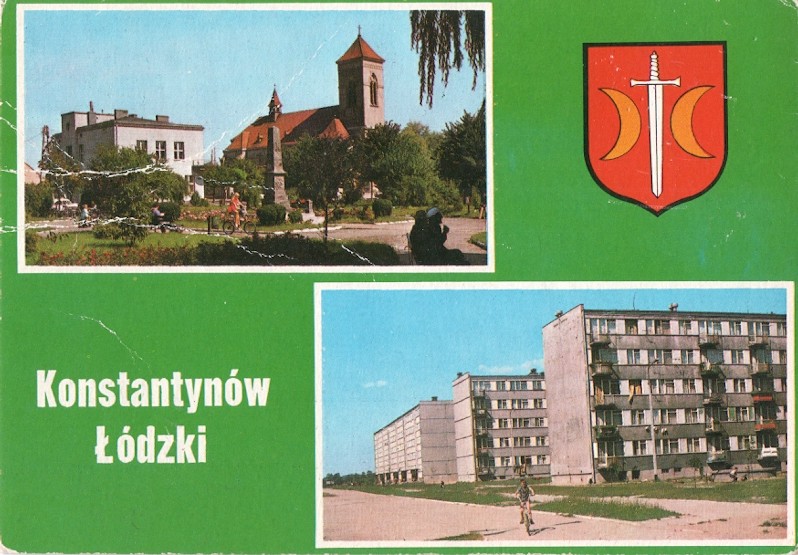 KONSTANTYNÓW ŁÓDZKI - PLAC KOŚCIUSZKI + HERB  1980