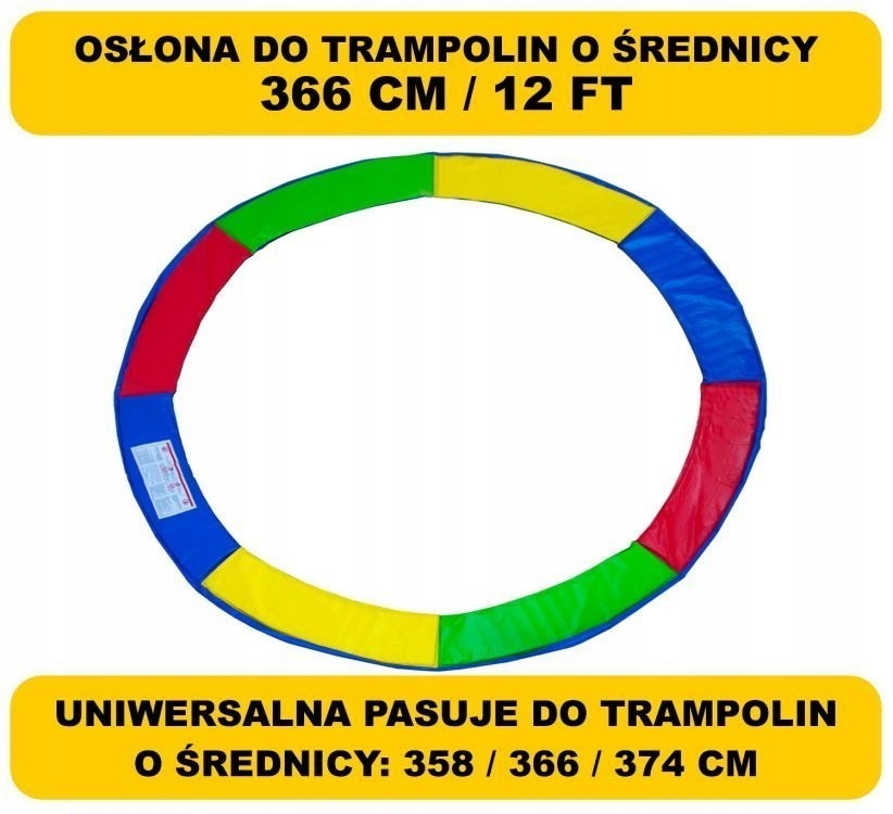 Kolorowa osłona sprężyny do trampoliny 366 374 cm