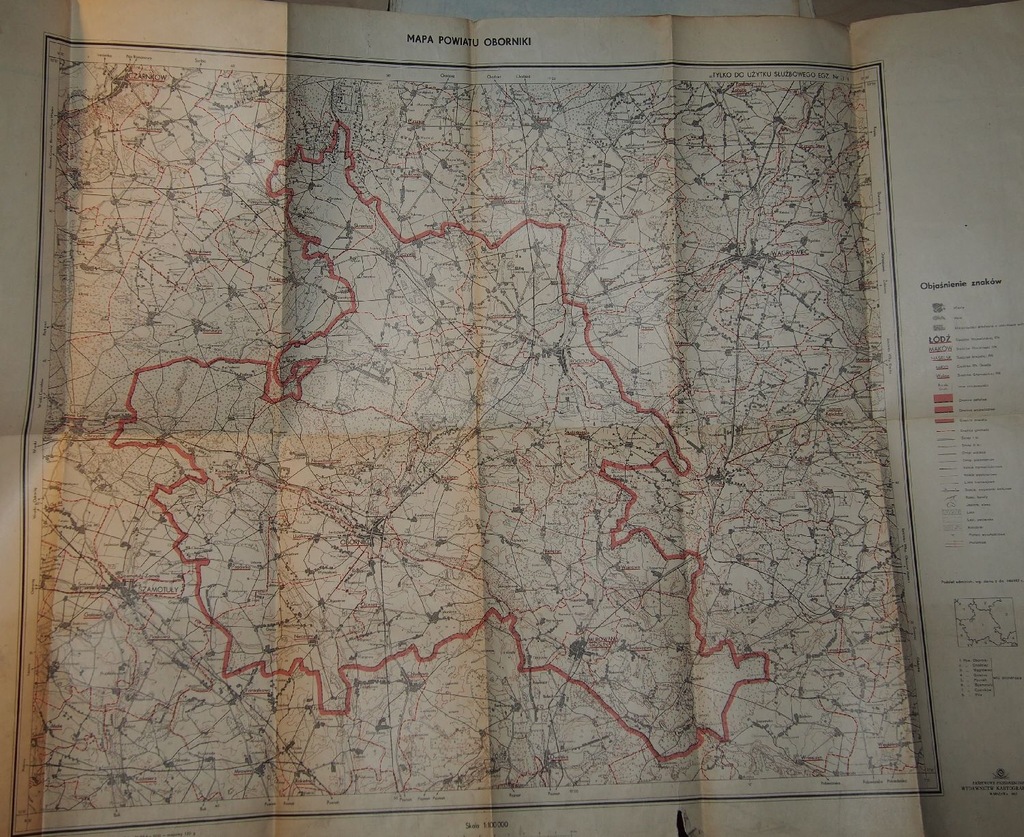 MAPA POWIATU OBORNIKI. 1:100000. 1957.