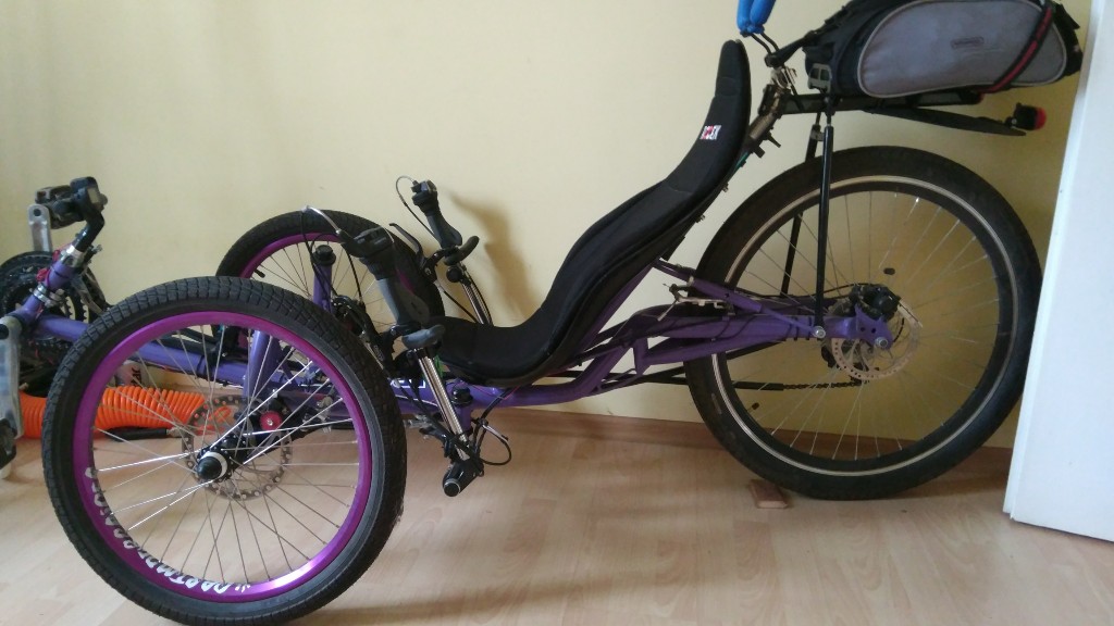 Rower poziomy trzykołowy, tadpole trike, trajka -