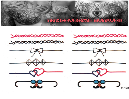 Tatuaż tymczasowy wstążka kokardki serduszka