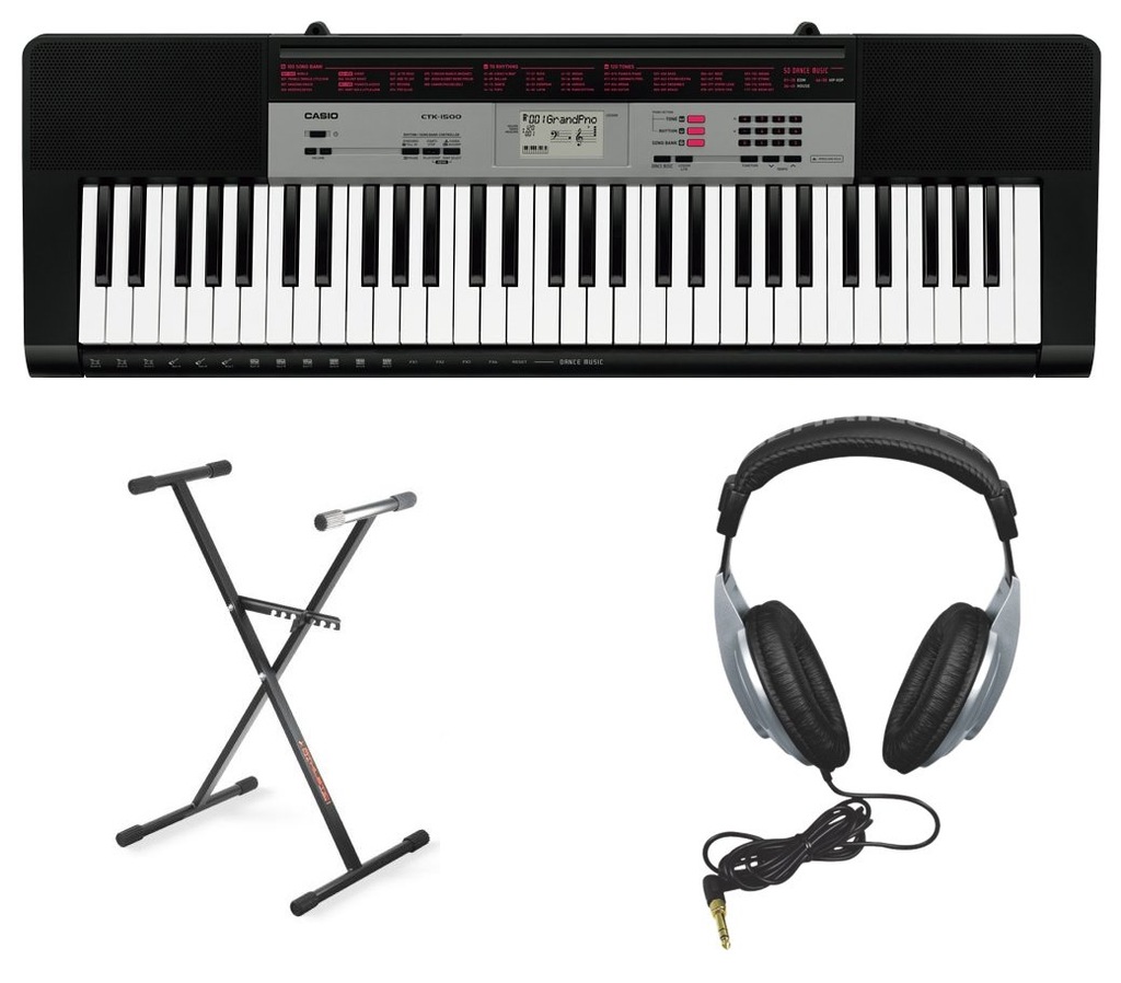 CASIO CTK-1500 KEYBOARD DO NAUKI STATYW SŁUCHAWKI