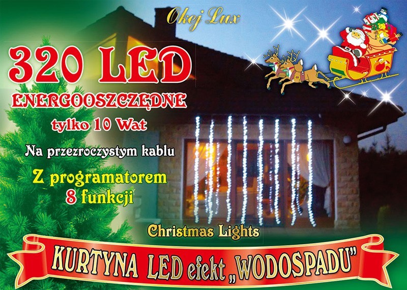 Kurtyna Świetlna 320 LED OKEJ LUX Okazja! 
