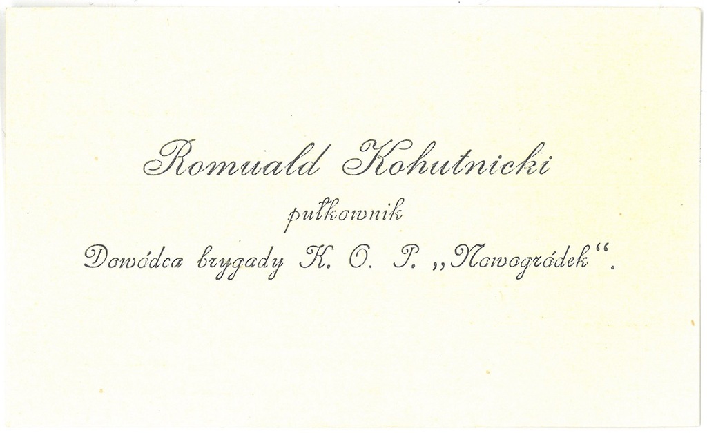 Wizytówka - płk Romuald Kohutnicki