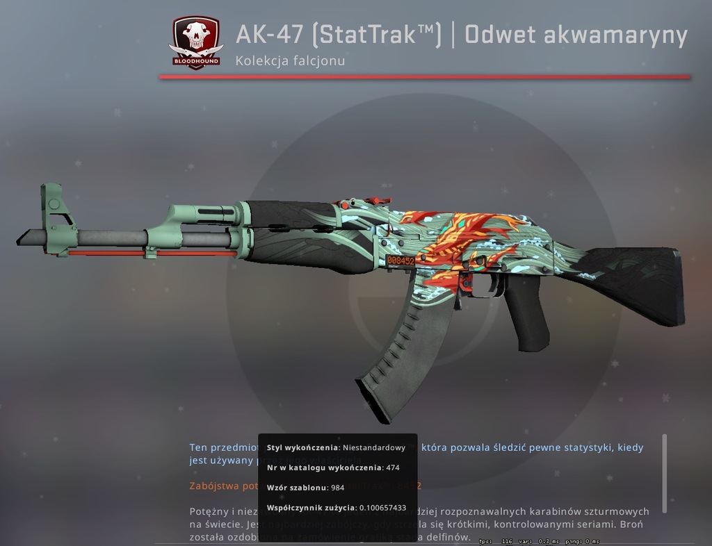 CS:GO SKIN AK-47 StatTrak Odwet akwamaryny MW