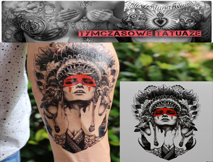 Tatuaż zmywalny ręka noga ramię INDIANIN kolor ART