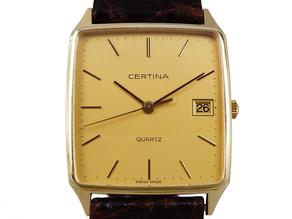 CERTINA złoty zegarek 14k quartz szafir 1995 rok