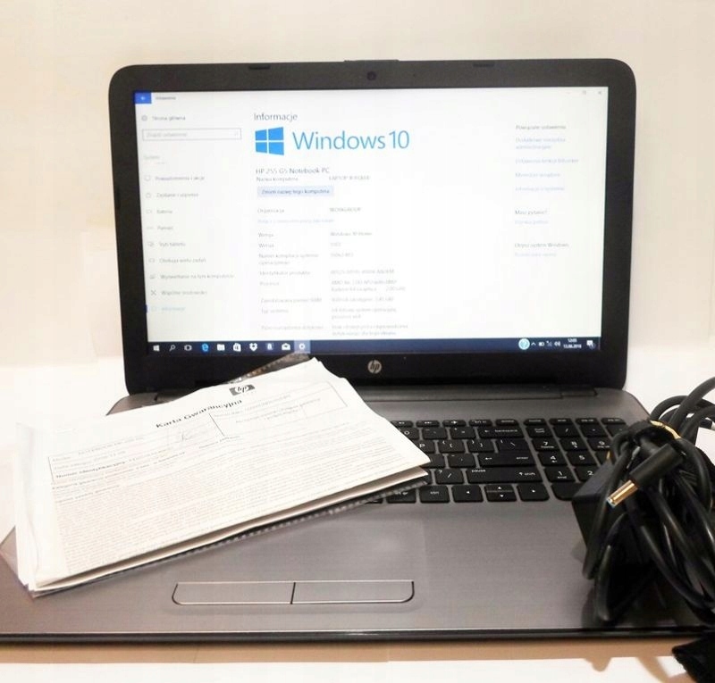 NOTEBOOK HP 255 G5 ŁADOWARKA KARTA GWARANCYJNA