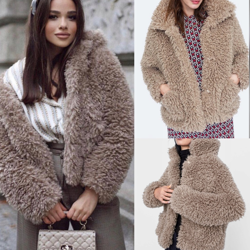 ZARA KURTKA TEDDY FUTERKO MIŚ BARANEK BEŻ BLOG~XS