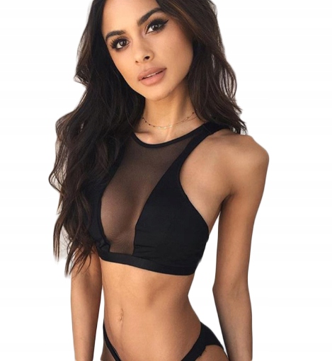 BLUZKA CROP TOP SIATECZKA CZARNA SEXY SIŁOWNIA 24S