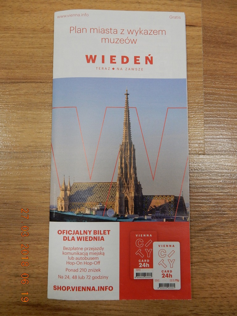 Mapa Plan Wiednia Wiedeń Wien Vienna - j. polski
