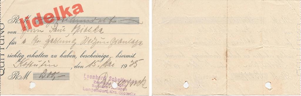 1935 LANGENDORF KRS. GLEIWITZ WIELOWIEŚ P. GLIWICE