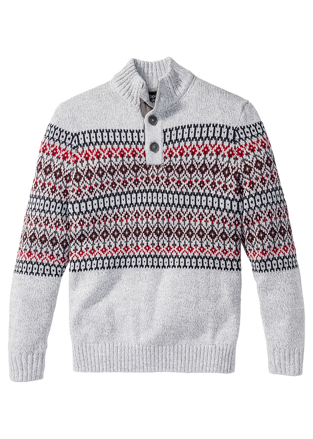 Sweter z plisą guzikową R szary 44/46 (S) 968692