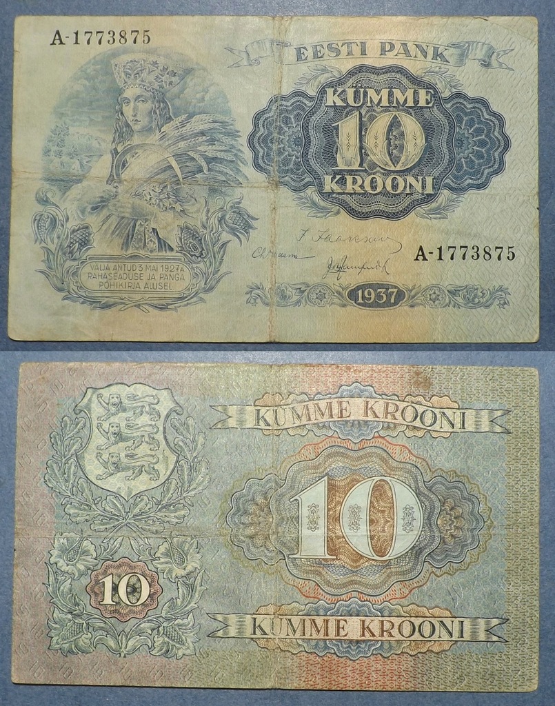 10 KROONI 1937 ESTONIA
