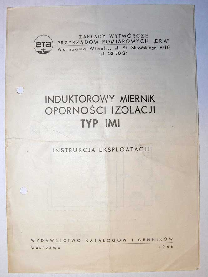 Instrukcja INDUKTOROWY MIERNIK OPORNOŚCI IMI 1,2,3