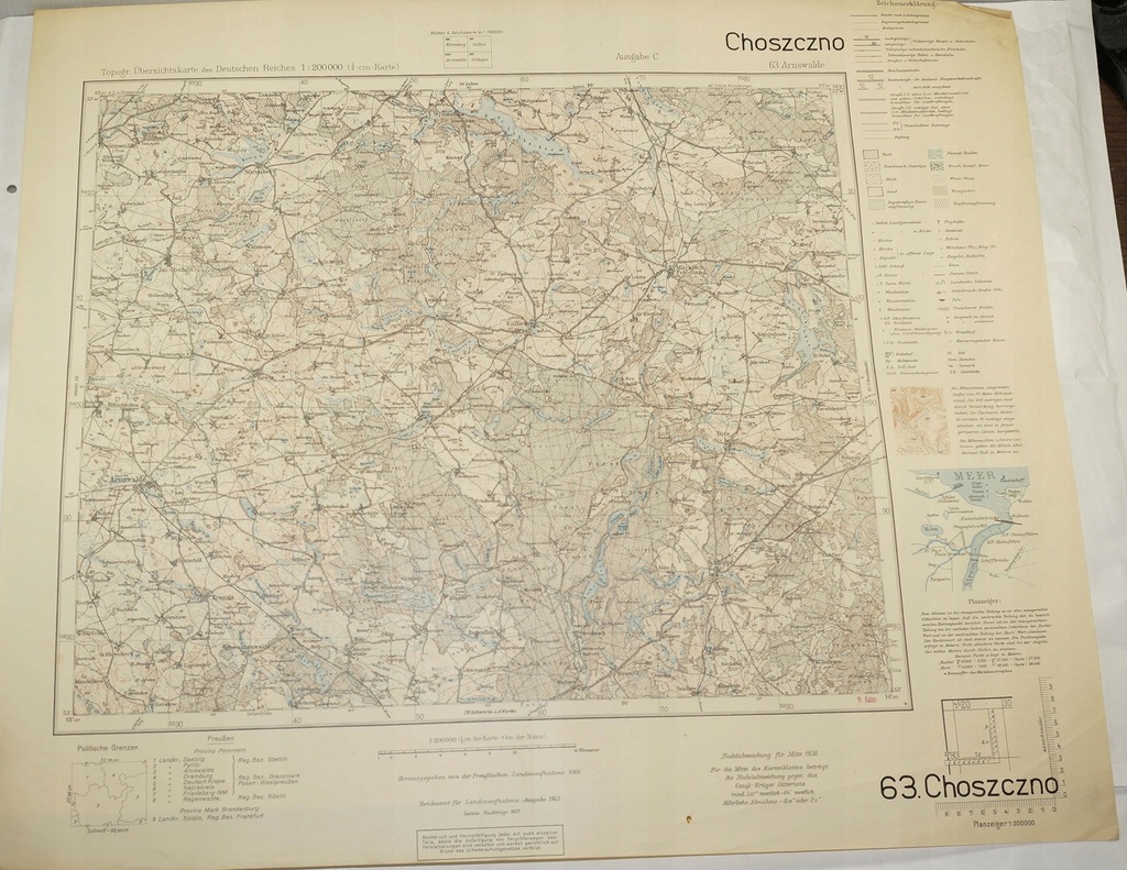 87. Mapa CHOSZCZNO Arnswalde 1943r. 1:200.000