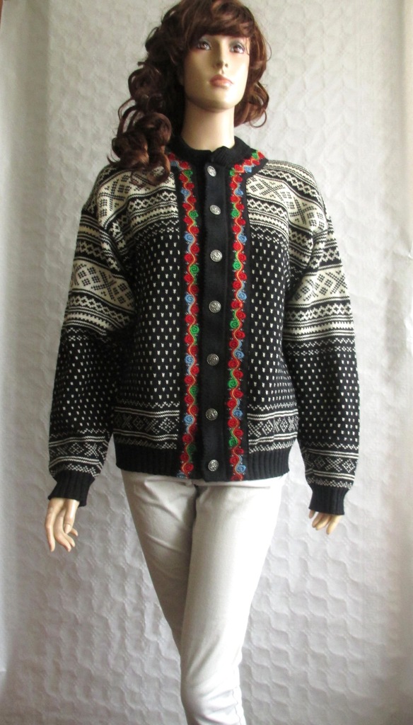 GANN SPORTY norweski sweter wełna wzory hafty 44