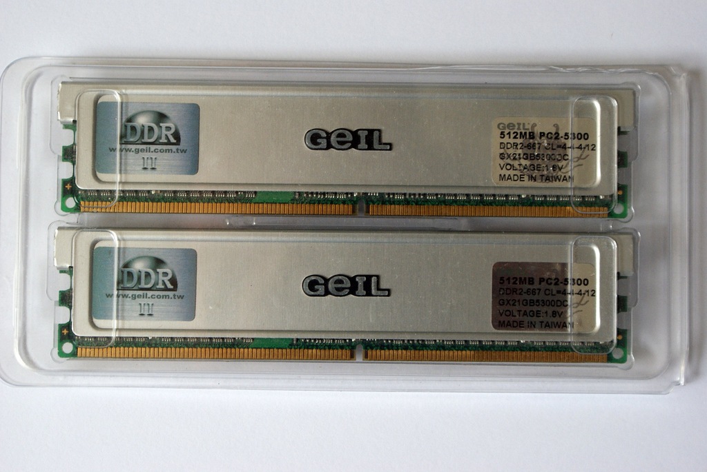GEIL dual channel DDR2 667 MHz - 2x 512MB PC2-5300