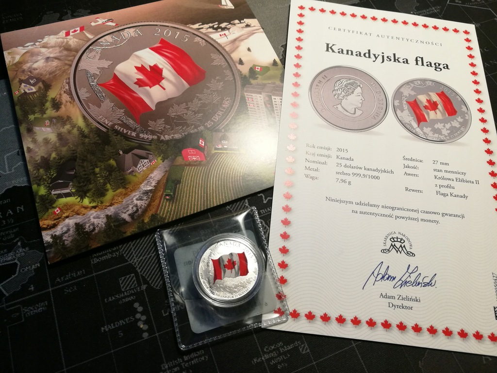 Srebrna moneta "Kanadyjska Flaga" 2015R