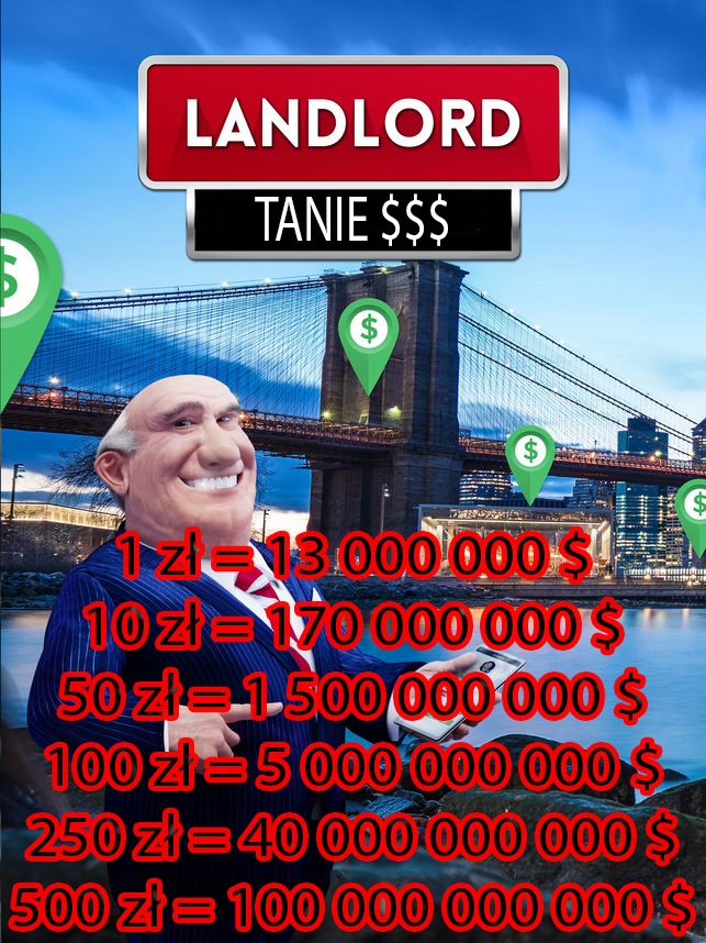 Landlord game / gra 1 500 000 000 $ SUPER CENA !
