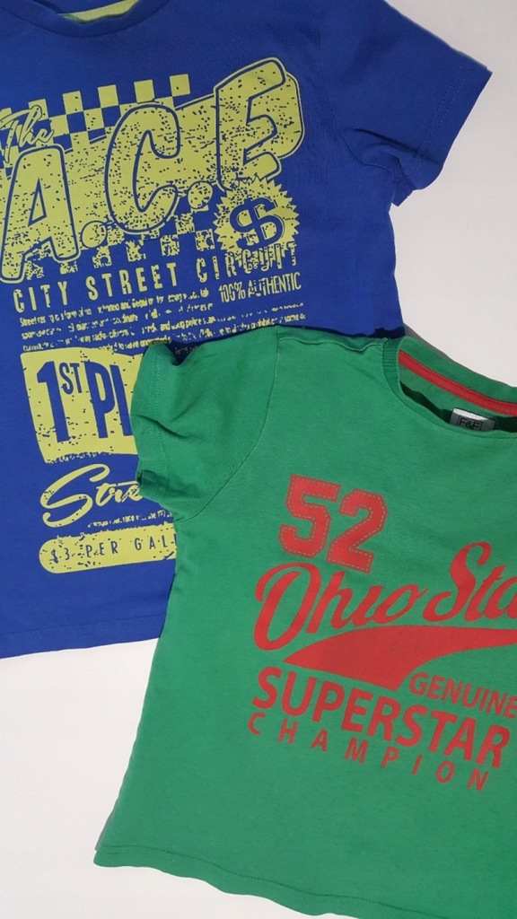 t-shirt x2 F&F zielony + niebieski 6-7 lat 122