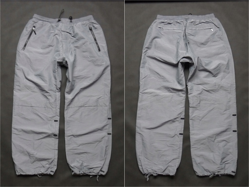 ADIDAS szare nylonowe spodnie dresowe jak nowe XL