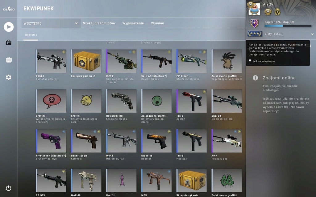 CS:GO KONTO STEAM GOLD 3 RYNEK PRIME SKINY 40zl