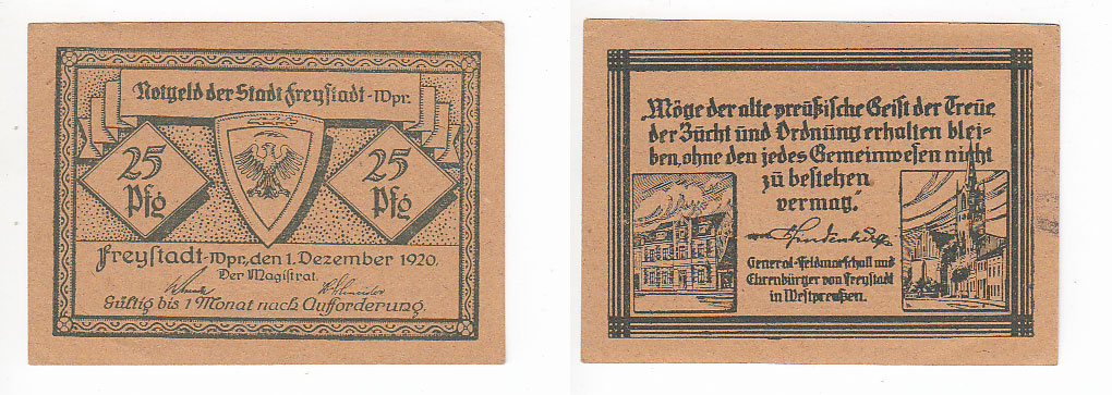 Notgeld - Kisielice, Freystadt Wpr., 25 pf. -142