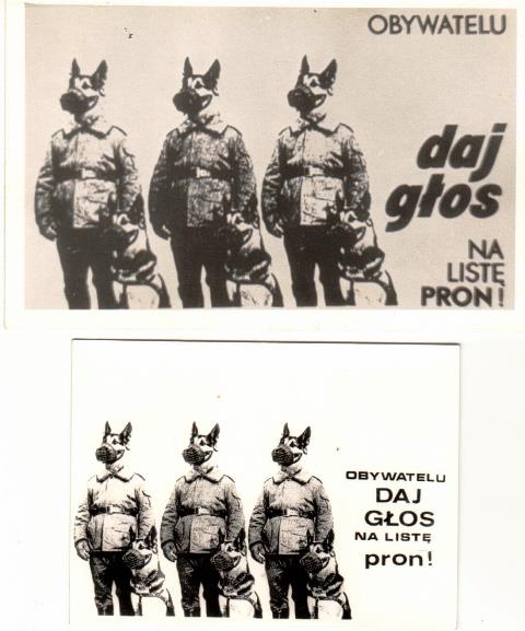 SOLIDARNOŚĆ. GŁOS NA LISTĘ PRON. ULOTKA FOTO X 2.
