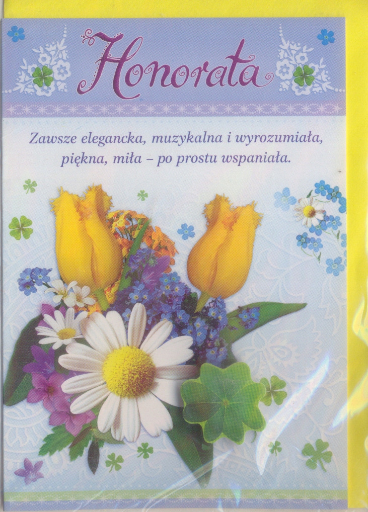 KARNET OKOLICZNOŚCIOWY IMIENINOWY HONORATA + KOPER
