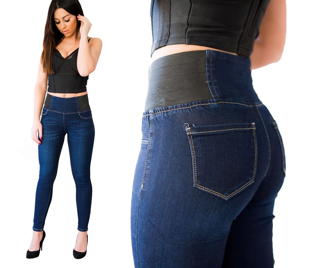 SEXOWNE JEANSY DAMSKIE TREGGINSY OBCISŁE LEGINSY L