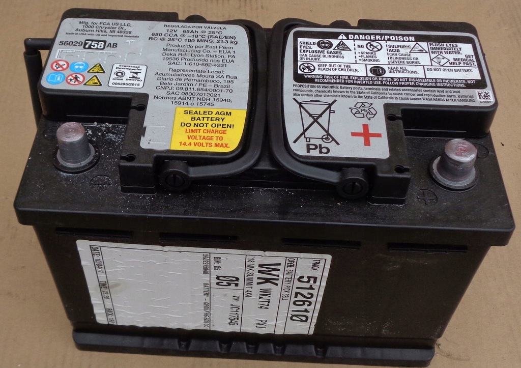 JEEP akumulator 650A 65Ah 12V ORYGINAŁ 017 AGM