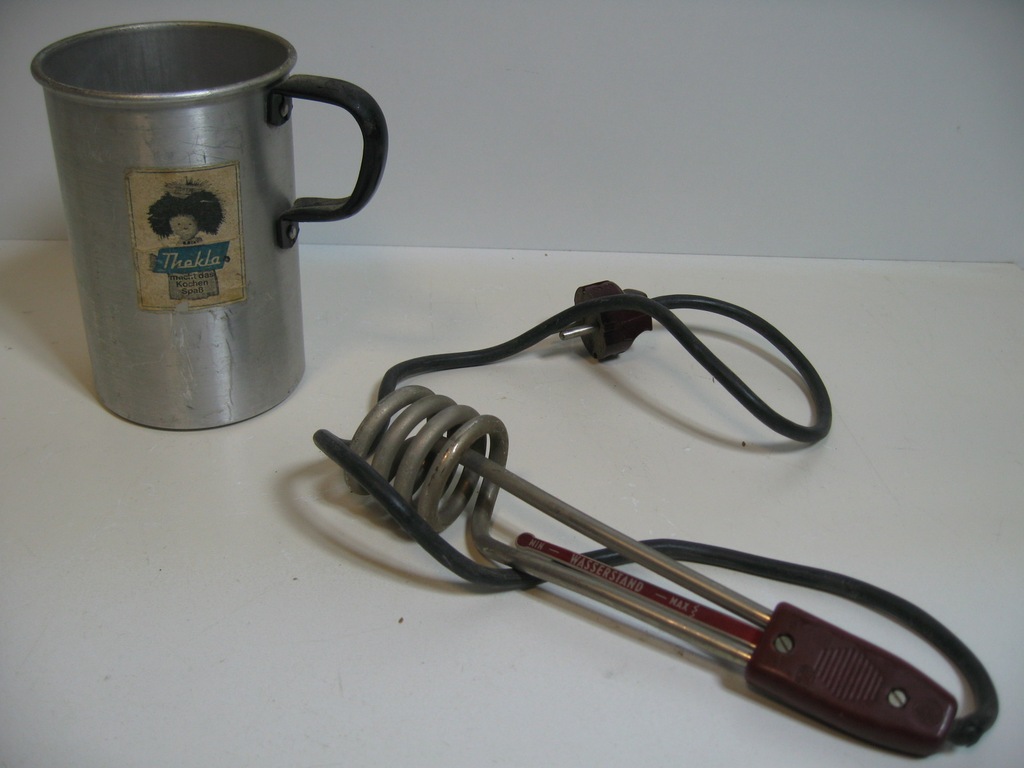 Grzałka wody Buzała 1kW 23cm + Kubek 1L Biwak PRL