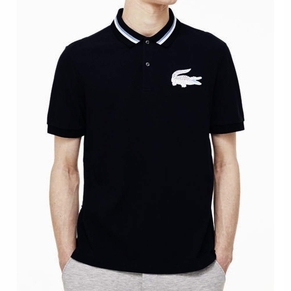 KOSZULKA POLO LACOSTE PH1366 CZARNA DUŻE LOGO 3XL